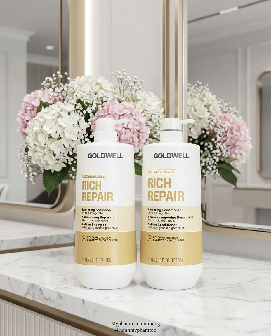Dầu gội & xả, hấp, dưỡng phục hồi tóc hư tổn Goldwell Dualsenses Rich Repair Restoring
