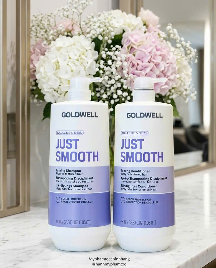 Dầu gội & xả Goldwell làm mượt tóc Dualsenses Just Smooth taming Shampoo & Conditioner