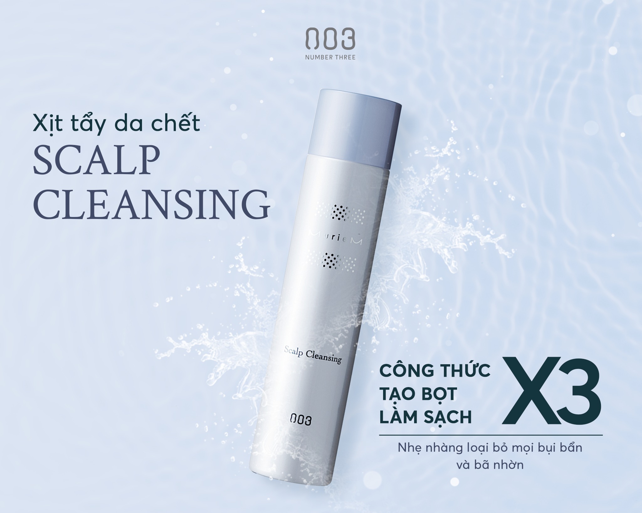 XỊT BỌT LÀM SẠCH DA ĐẦU 003 NUMBER THREE MURIEM CRYSTAL SCALP CLEANSING 250G