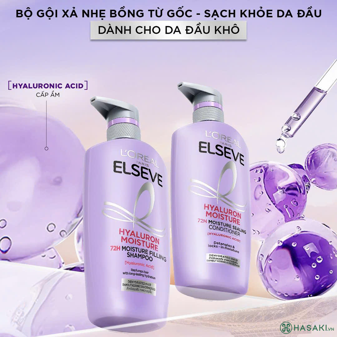 Bộ Dầu Gội Dầu Xả Cấp Ẩm Cho Tóc Khô L’Oréal Paris Elseve Hyaluron Moisture
