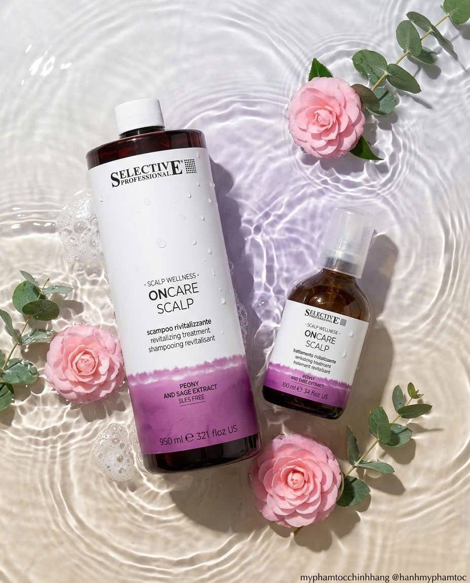 Combo gội và xịt giảm rụng SELECTIVE PROFESSIONAL ONCARE SCALP REVITALIZING  950ML + 180ML