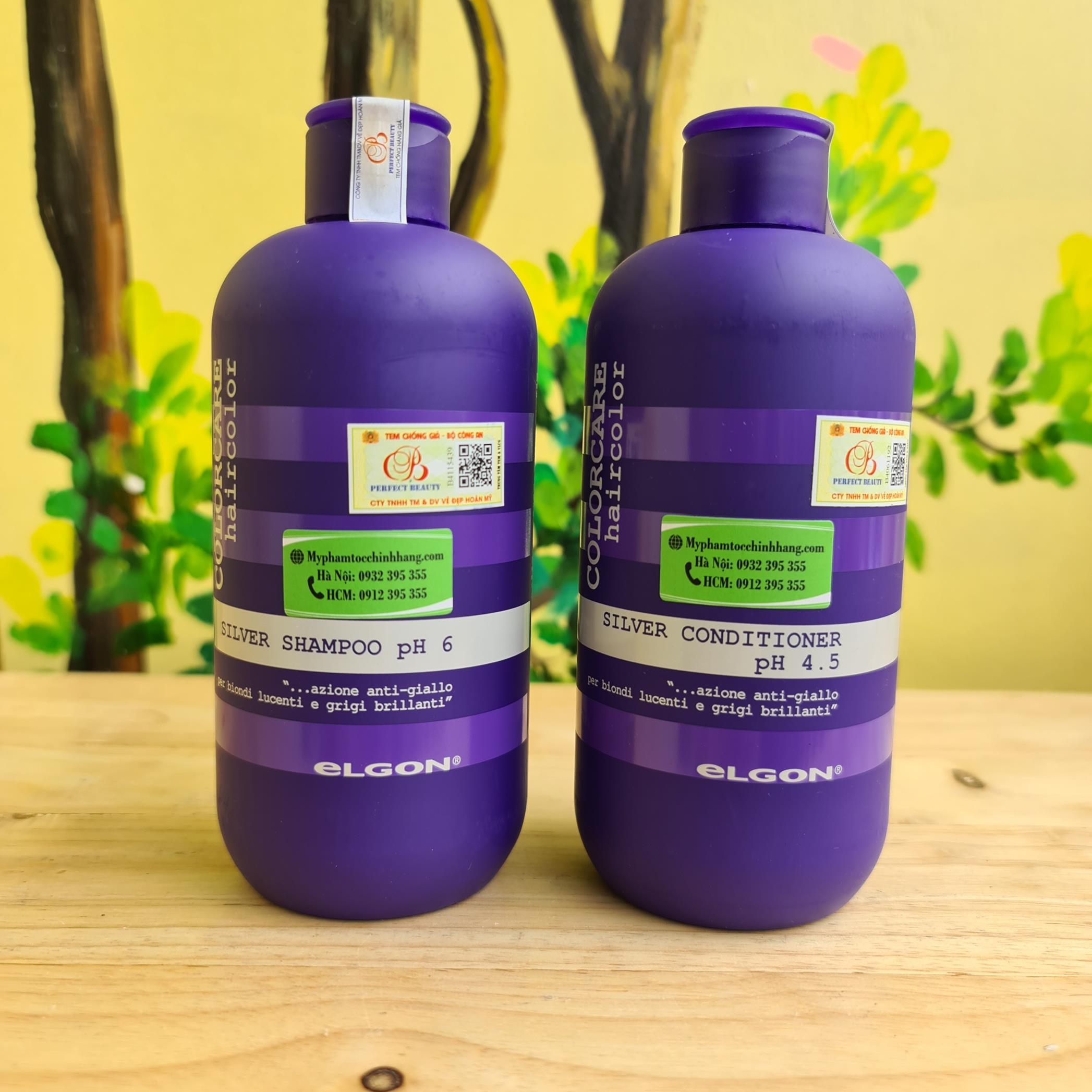 Dầu gội xả tím khử vàng Elgon Colorcare Silver Anti-Yellow