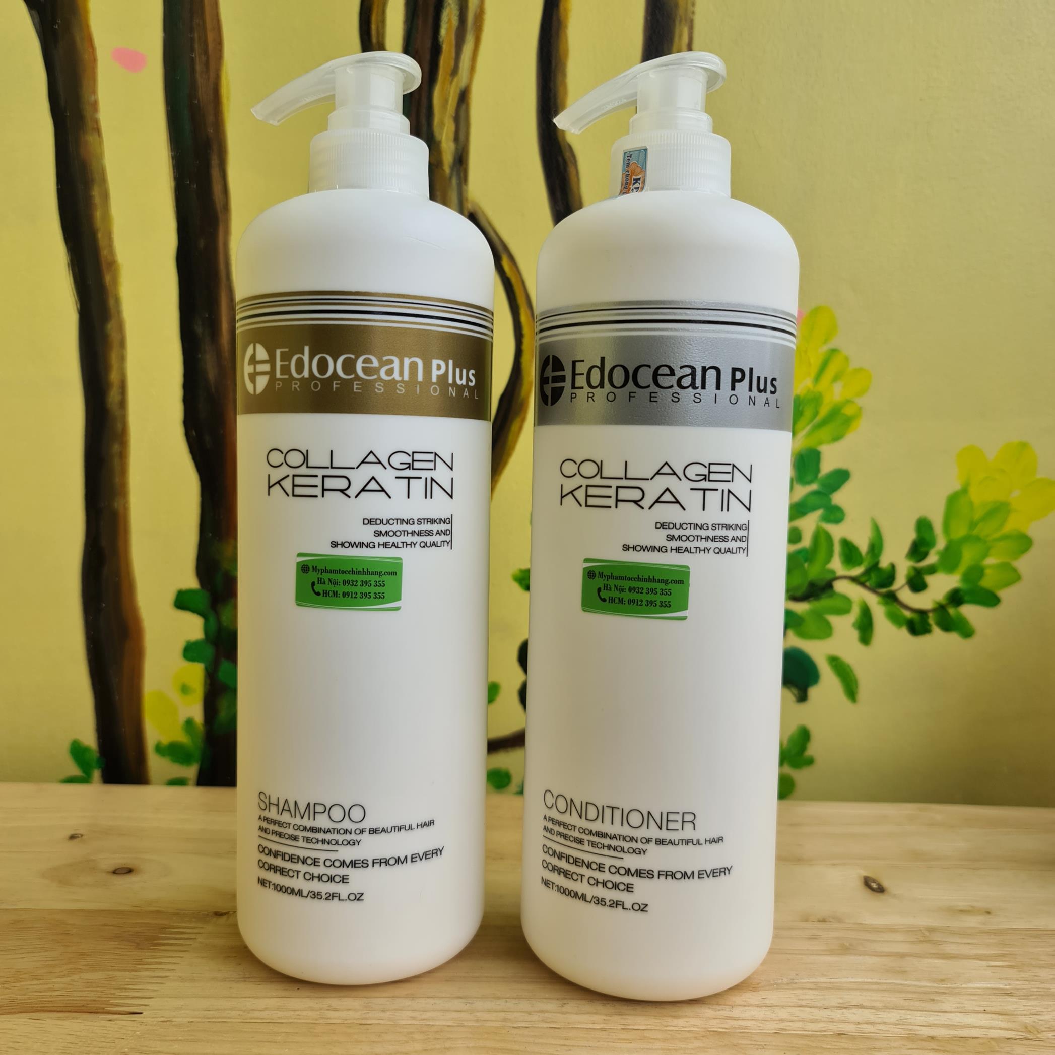 Cặp dầu gội xả Edocean Collagen Keratin Plus 500ml 1000ml