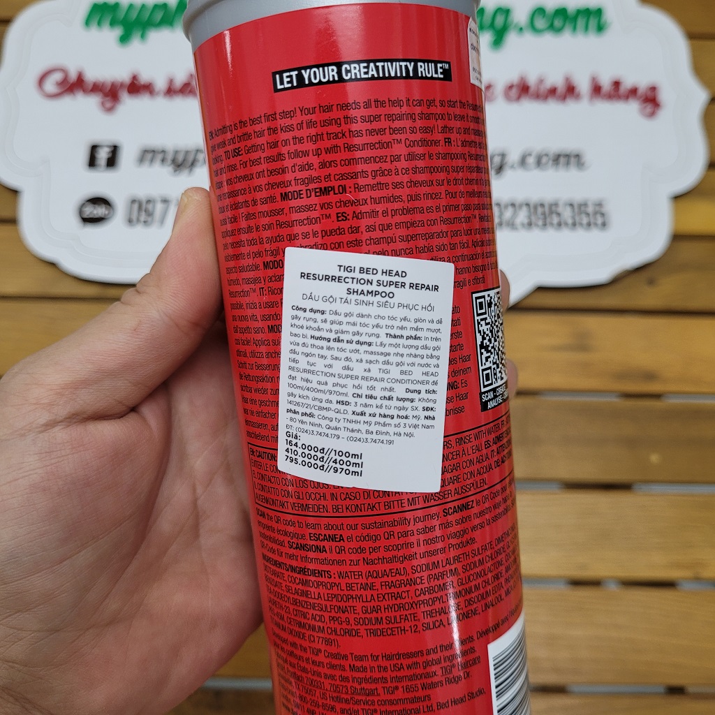Dầu gội và xả phục hồi tóc hư tổn cấp độ 3 TIGI Bed Head Resurrection (TIGI Bed Head Urban Antidotes Level 3 Resurrection Shampoo & Conditioner) 400ml 970ml