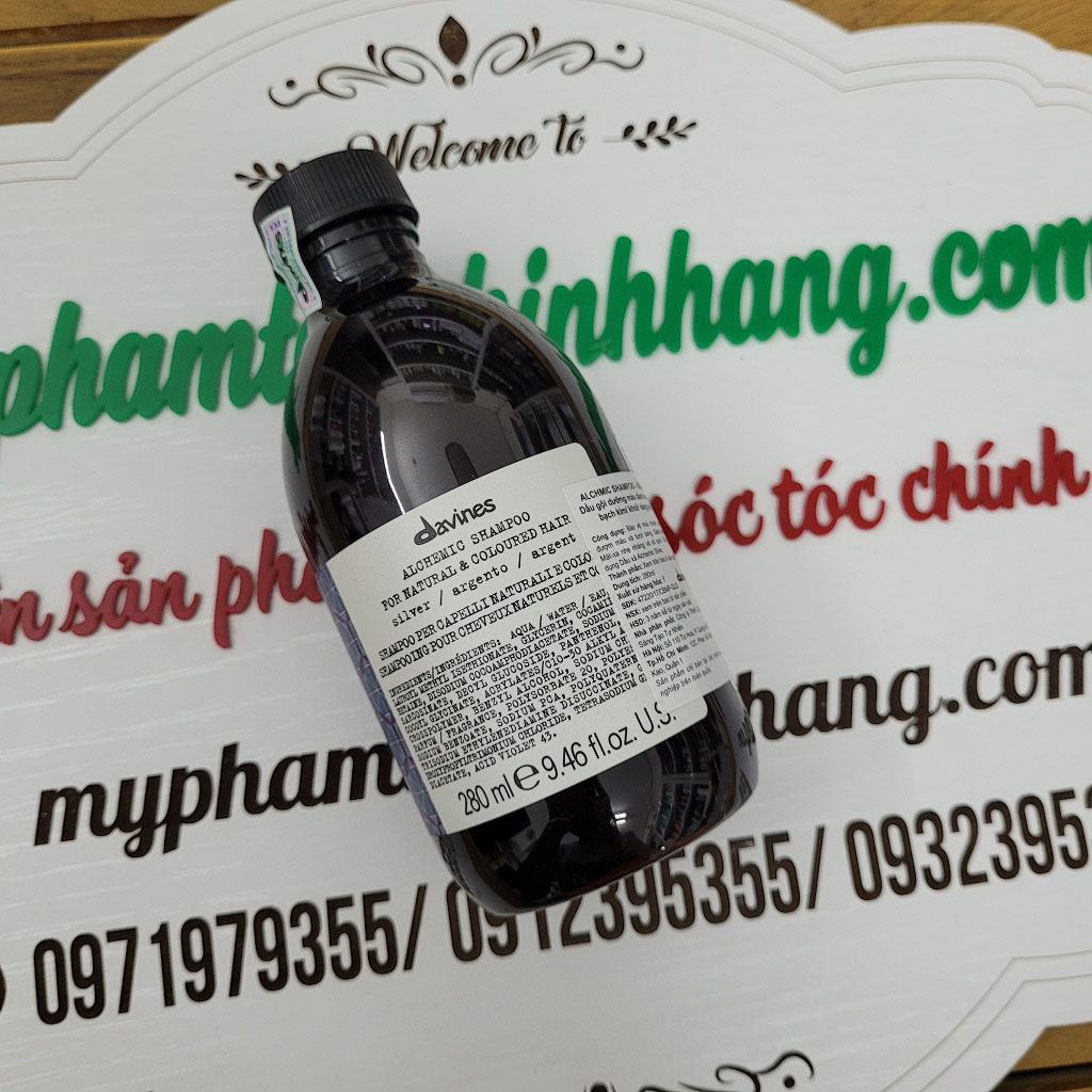 Dầu gội và dầu xả khử ánh vàng cho tóc sáng màu Davines Alchemic Silver 280ml - 250ml