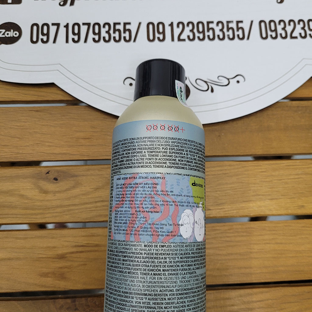 Gôm xịt siêu cứng giữ nếp lâu dài Davines Extra Strong Hairspray 400ml