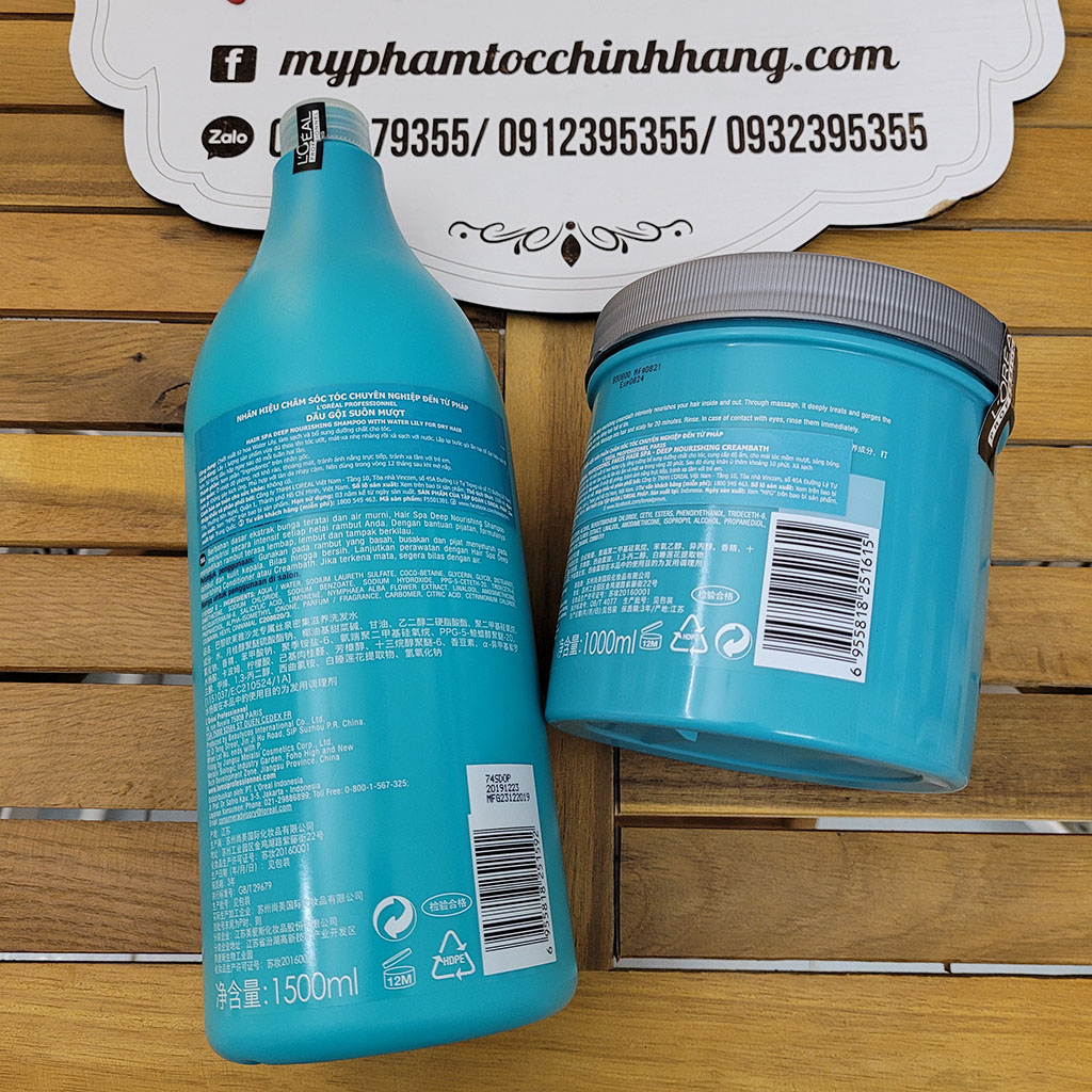 DẦU GỘI VÀ DẦU HẤP L'OREAL NUÔI DƯỠNG TÓC SUÔN MƯỢT HAIR SPA 500ML - 600ML -1500ML - 1000ML