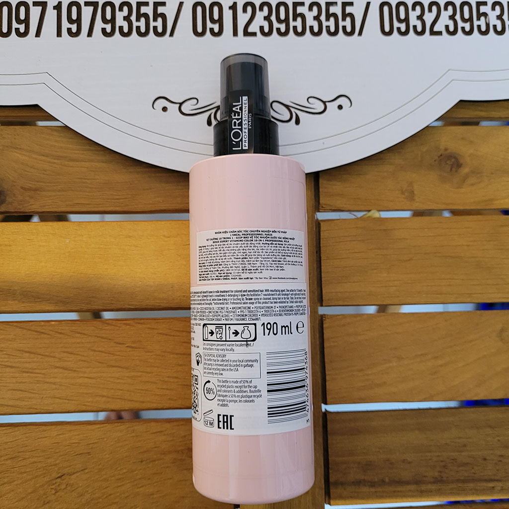 XỊT DƯỠNG KHÓA MÀU NHUỘM L'OREAL  VITAMINO COLOR 10 TRONG 1 SPRAY 45ML - 190ML