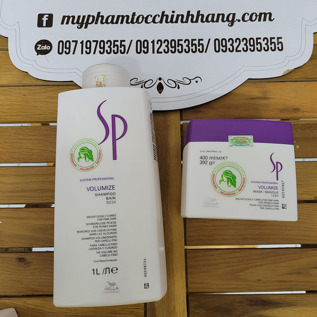 Dầu gội và dầu hấp tăng phồng Wella SP Volumize Mask & Shampoo 1000ml-400ml