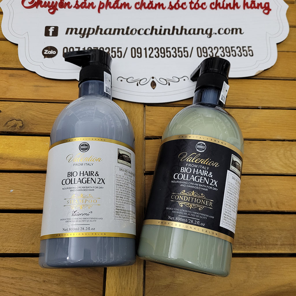 Cặp dầu gội xả Valention Bio Hair & Collagen 2X 500ml 800ml