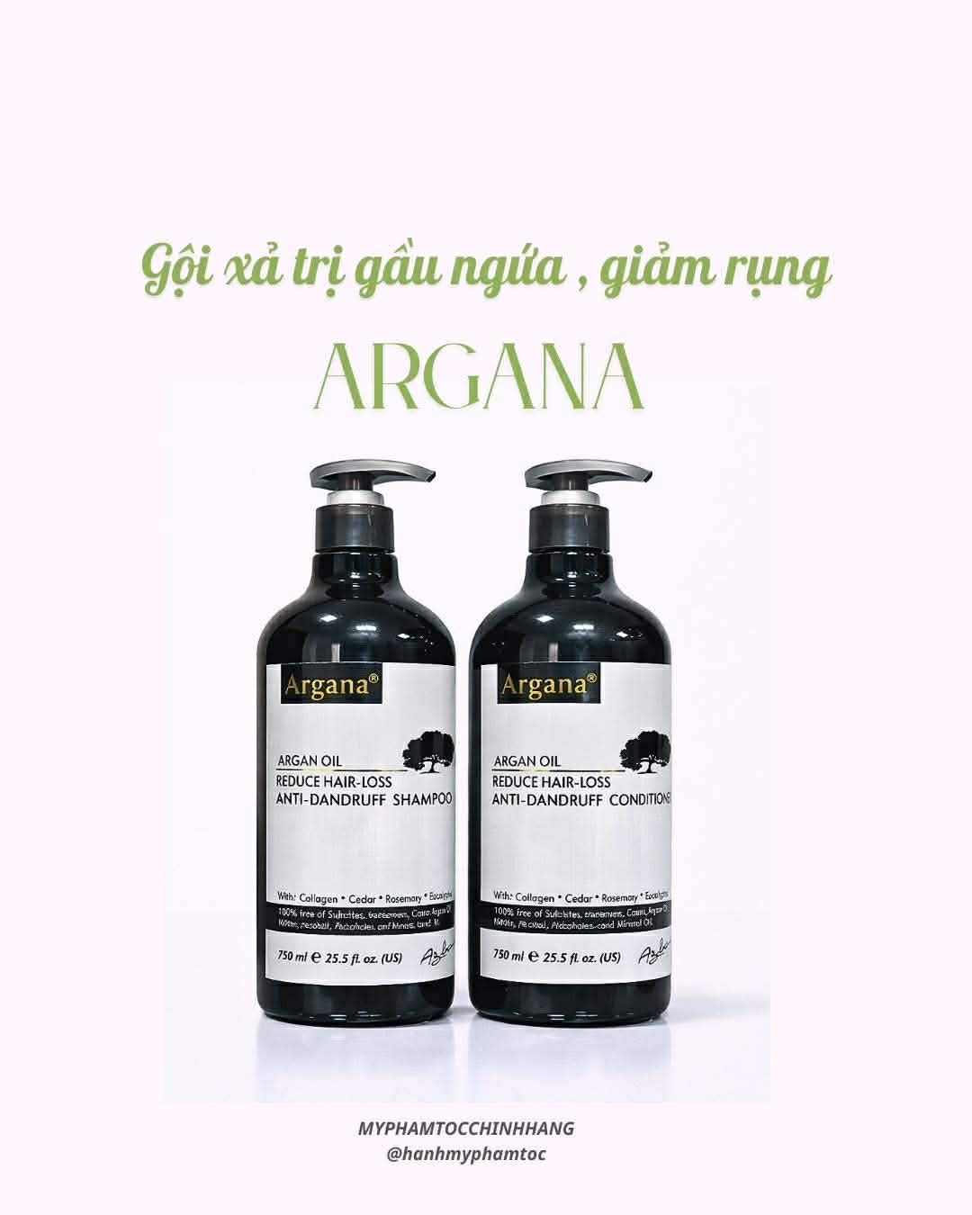 Dầu gội xả ARGANA phục hồi tóc và trị gàu Anti-Dandruff & Repaiỉ 500ml/ 750ml