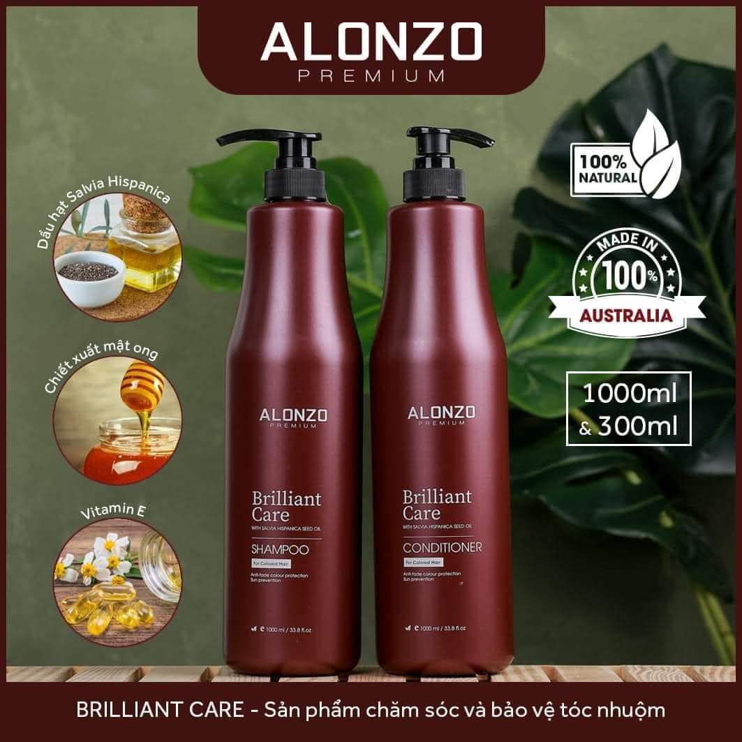 Bộ dầu gội, dầu xả cho tóc nhuộm, giữ màu và làm mượt Alonzo Brilliant