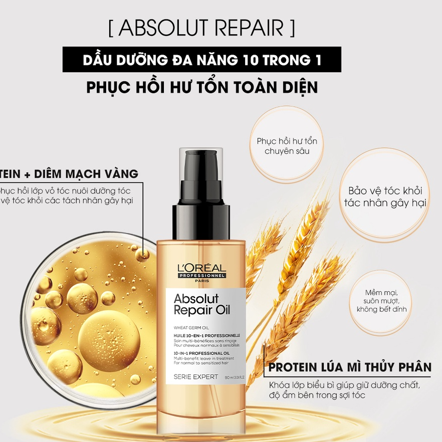 Tinh dầu dưỡng tóc L'oreal Absolut Repair Oil 10-In-1 30ml 90ml