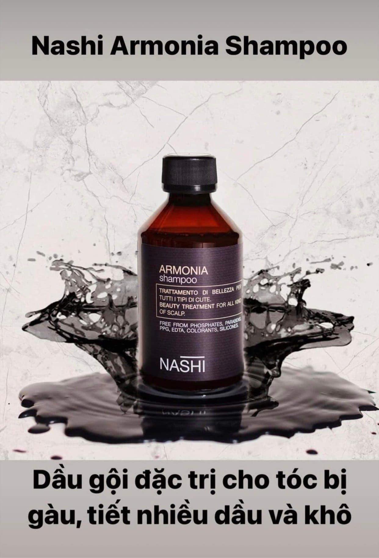 Dầu gội làm sạch da đầu dầu, gàu và khô Nashi Armonia Purifying Shampoo