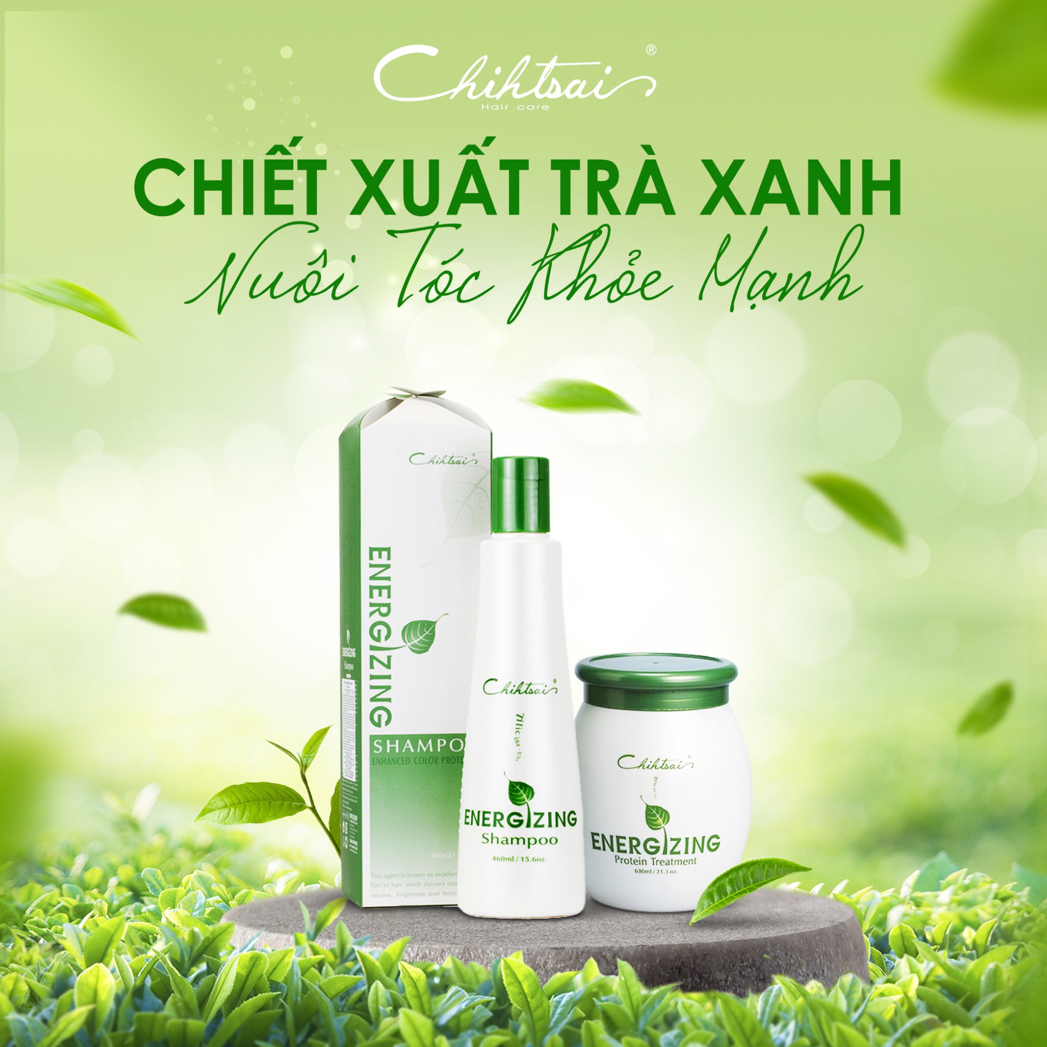 Dầu gội và hấp trà xanh CHIHTSAI Energizing 460ml - 650ml