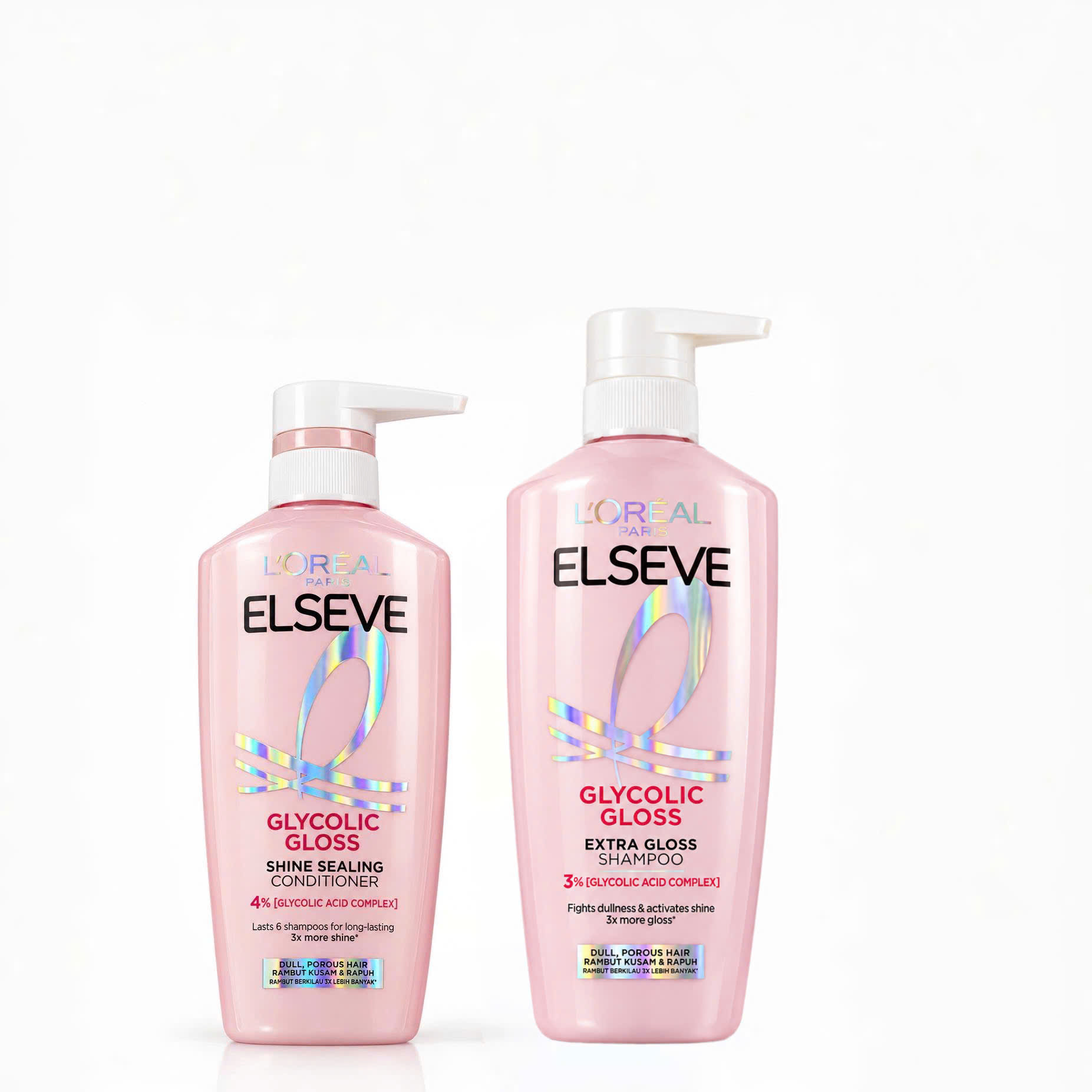 Bộ Dầu Gội Dầu Xả Bóng Mượt Tóc Xỉn Màu, Khô Xốp L’Oréal Paris Elseve Glycolic Gloss Shampoo & Conditioner
