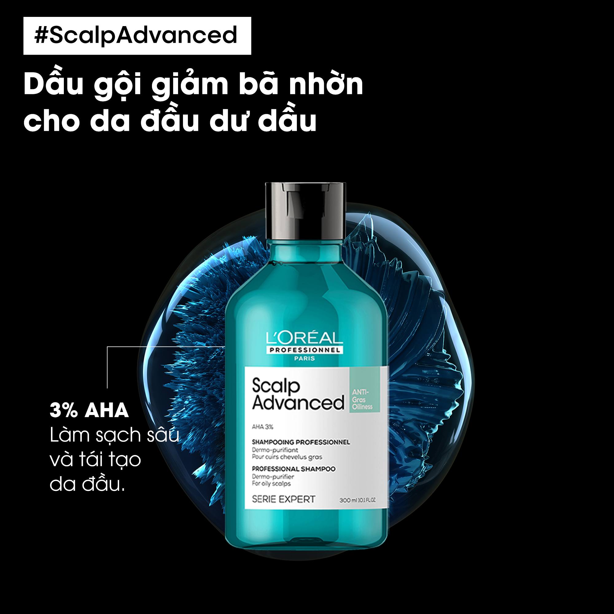 DẦU GỘI L'OREAL SCALP ADVANCED TRỊ GẦU ANTI DANDRUFF, CÂN BẰNG DẦU ANTI OILINESS, LÀM DỊU DA ĐẦU NHẠY CẢM DISCOMFORT 300ML - 500ML