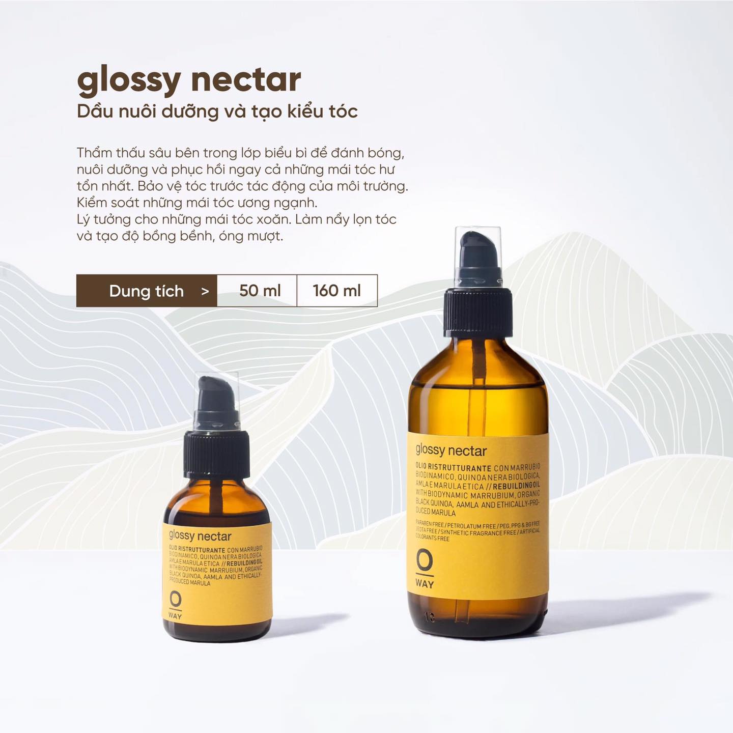 OWAY ROLLAND - TINH DẦU TÁI TẠO PHỤC HỒI TÓC GLOSSY NECTAR 160ML OWAY ROLLAND - TINH DẦU TÁI TẠO PHỤC HỒI TÓC GLOSSY NECTAR 160ML