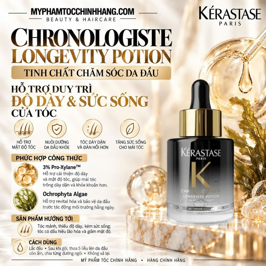 Kérastase Chronologiste Longevity Potion | Tinh Chất Chăm Sóc Da Đầu Hỗ Trợ Độ Dày Và Sức Sống Của Tóc