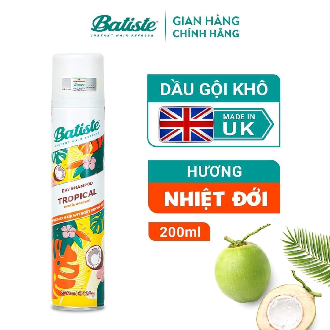 Dầu gội khô Batiste Dry Shampoo 200ml