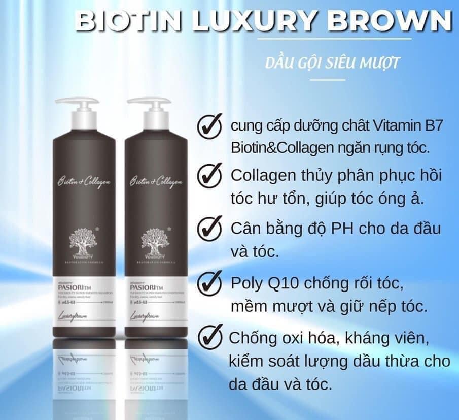 Dầu gội xả siêu mượt Biotin Collagen Luxury Brown nâu/ White trắng 1000ML