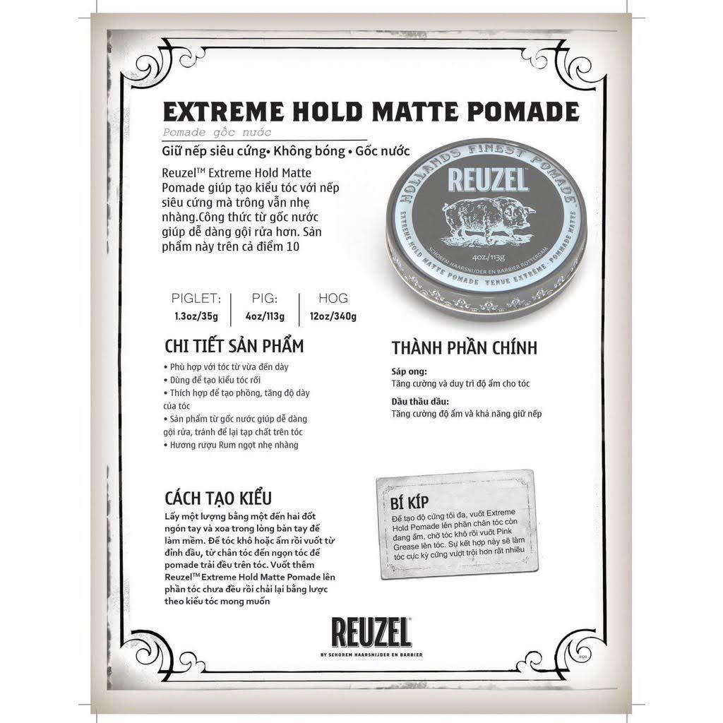 SÁP REUZEL SIÊU CỨNG EXTREME HOLD MATTE POMADE 35G - 113G - 340G