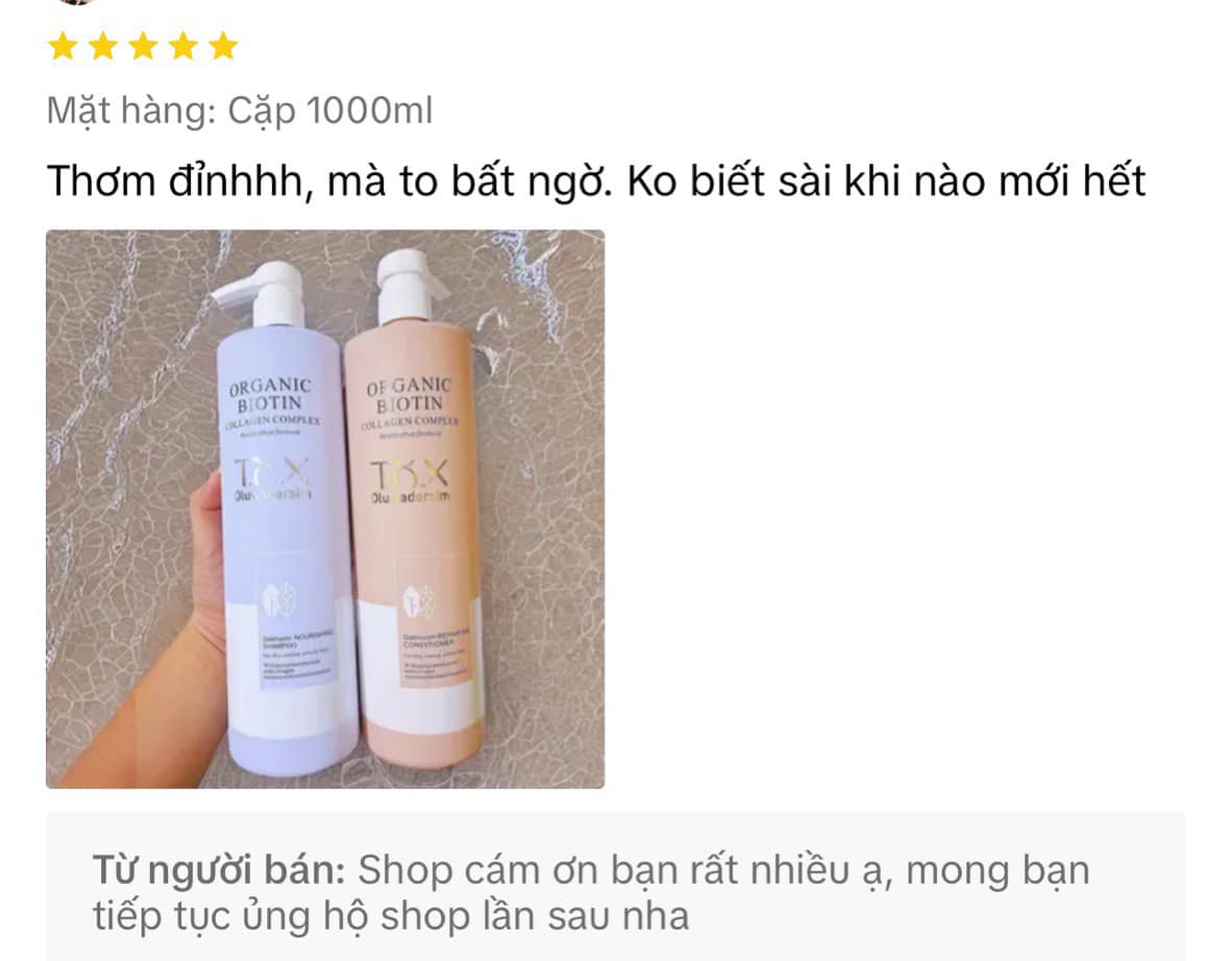 Dầu gội xả TOX organic biotin 1000ml