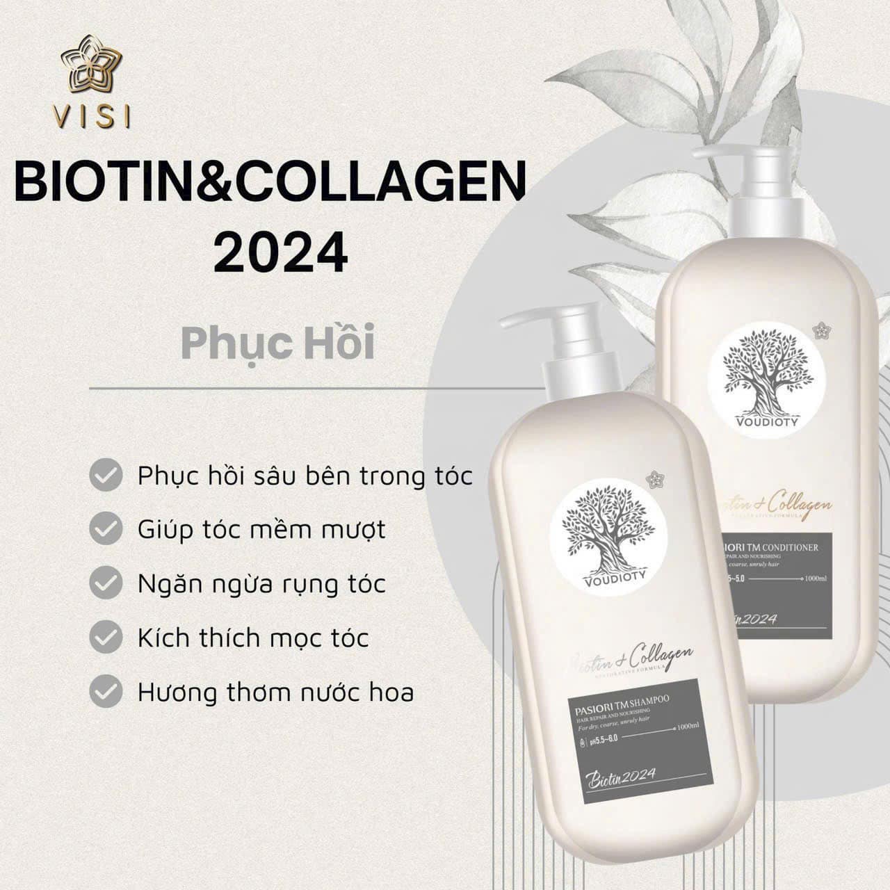 DẦU GỘI XẢ BIOTIN COLLAGEN (CHAI DẸT 2024) TRẮNG PHỤC HỒI 1000ML