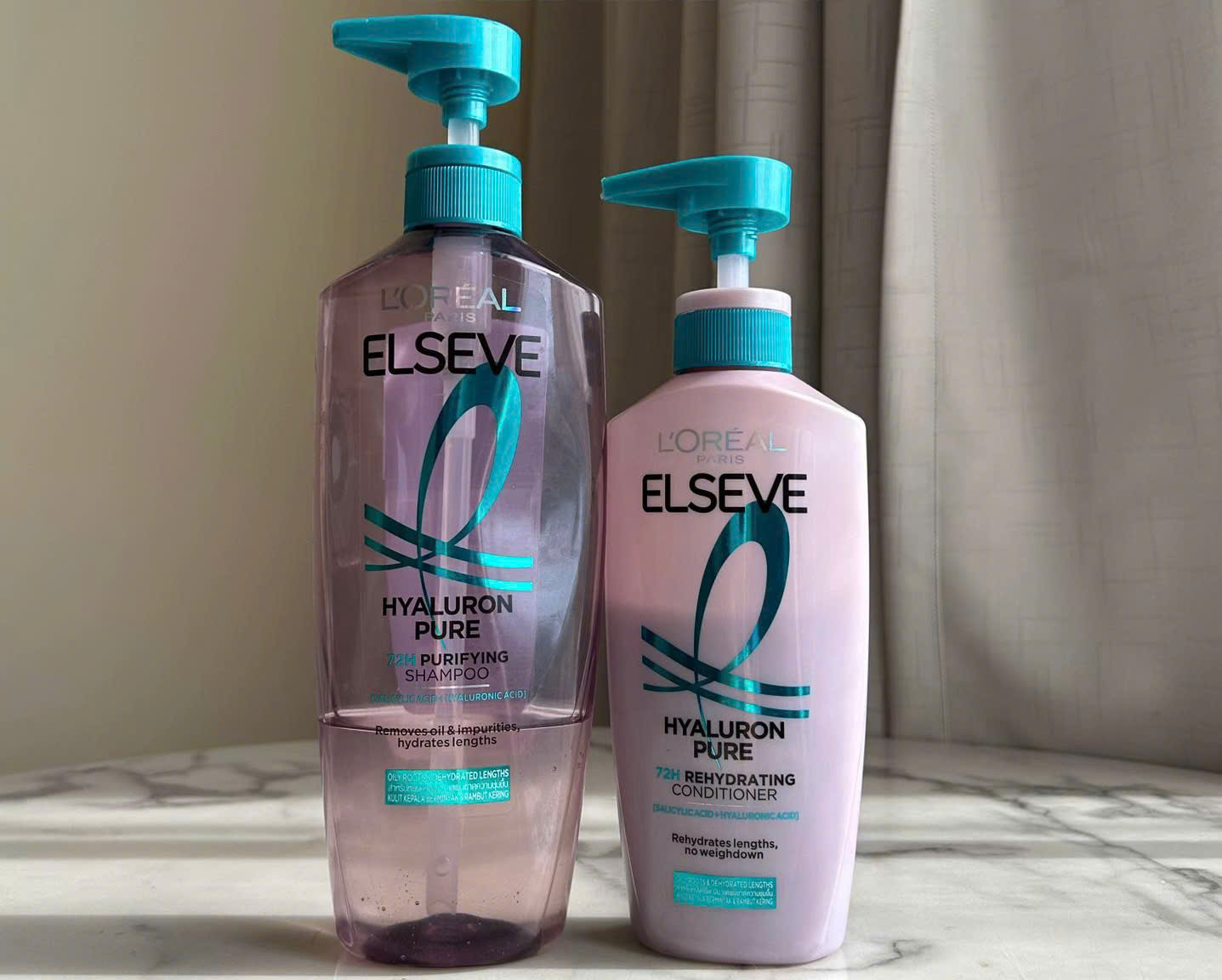 Bộ Dầu Gội Làm Sạch Da Đầu Dầu, Dưỡng Ẩm Tóc Khô / L’Oréal Paris Elseve Hyaluron Pure 72H