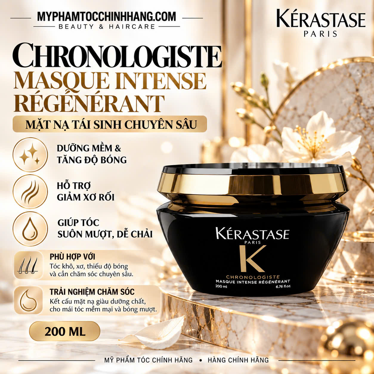 Bộ Kérastase Chronologiste Trẻ Hóa Tóc Cao Cấp | Chăm Sóc Tóc Khô Xơ, Xỉn Màu, Thiếu Sức Sống