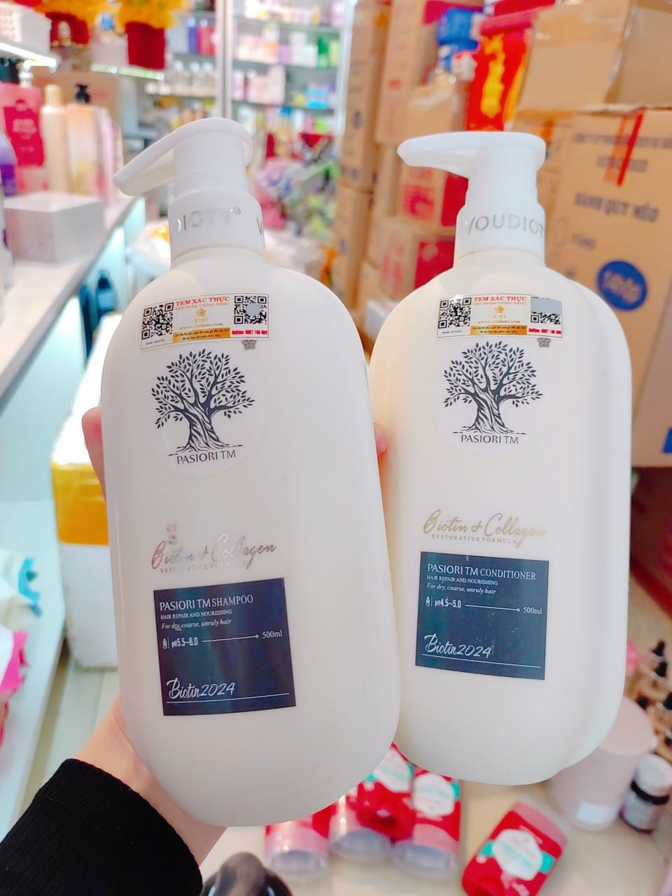 DẦU GỘI XẢ BIOTIN COLLAGEN (CHAI DẸT 2024) TRẮNG PHỤC HỒI 1000ML