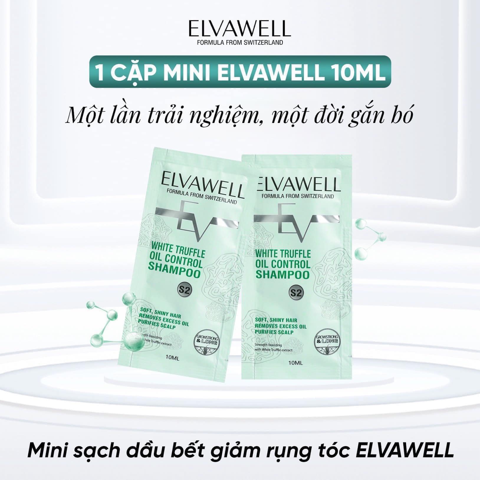 Dầu gội xả Elvawell phục hồi/ kiềm dầu/ trị gầu dạng gói 10ml (DÙNG THỬ, DU LỊCH, CÔNG TÁC)