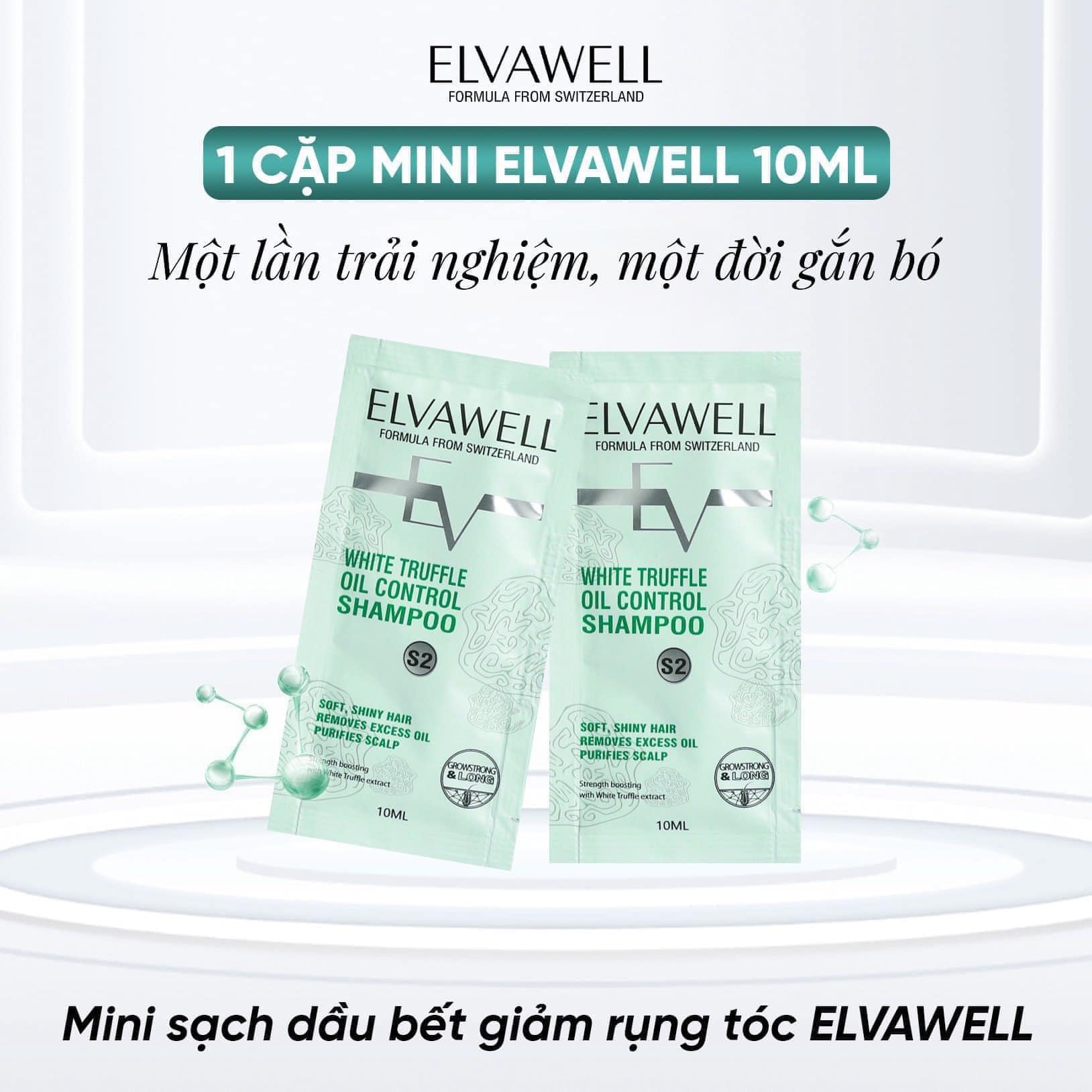 Dầu gội xả Elvawell phục hồi/ kiềm dầu/ trị gầu dạng gói 10ml (DÙNG THỬ, DU LỊCH, CÔNG TÁC)
