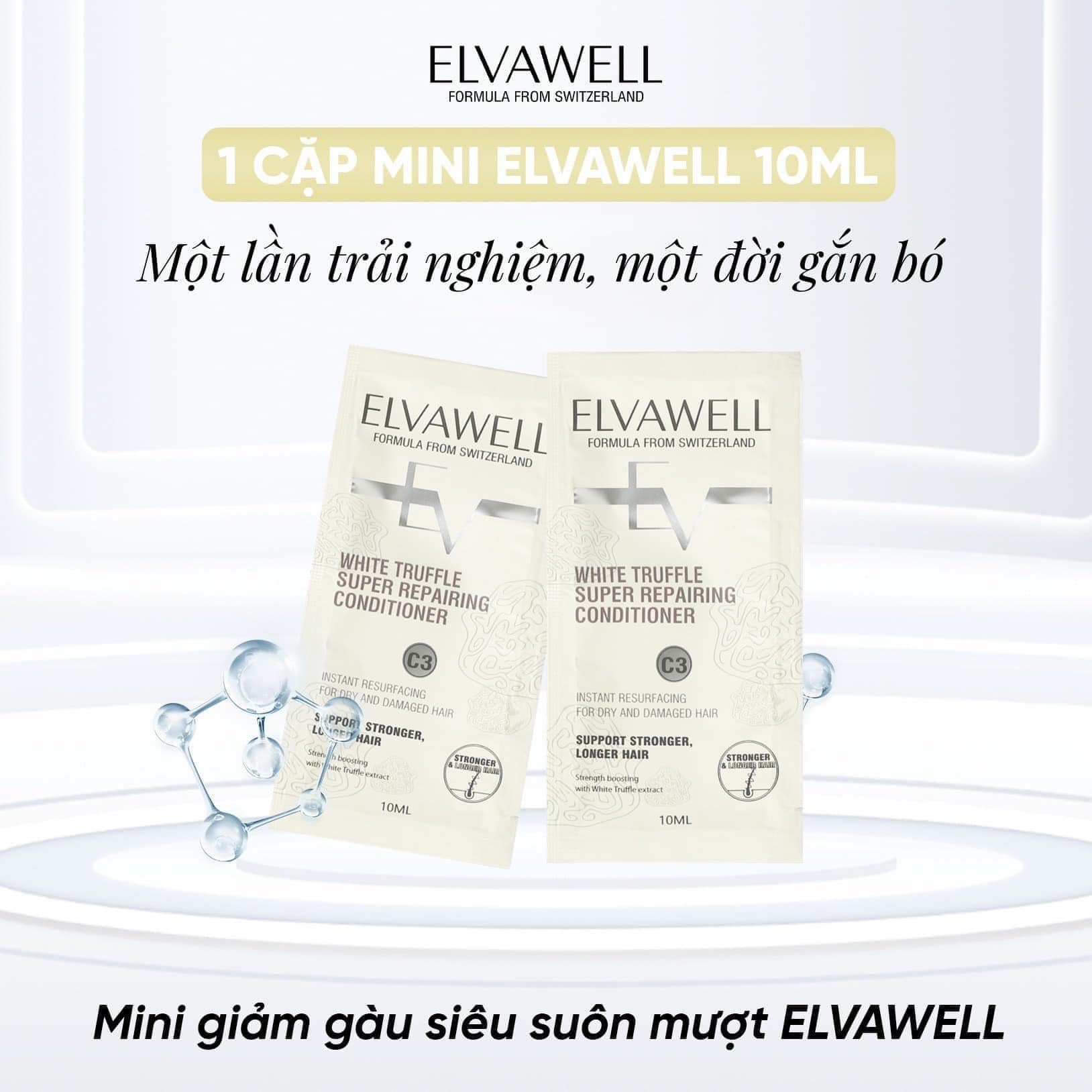 Dầu gội xả Elvawell phục hồi/ kiềm dầu/ trị gầu dạng gói 10ml (DÙNG THỬ, DU LỊCH, CÔNG TÁC)