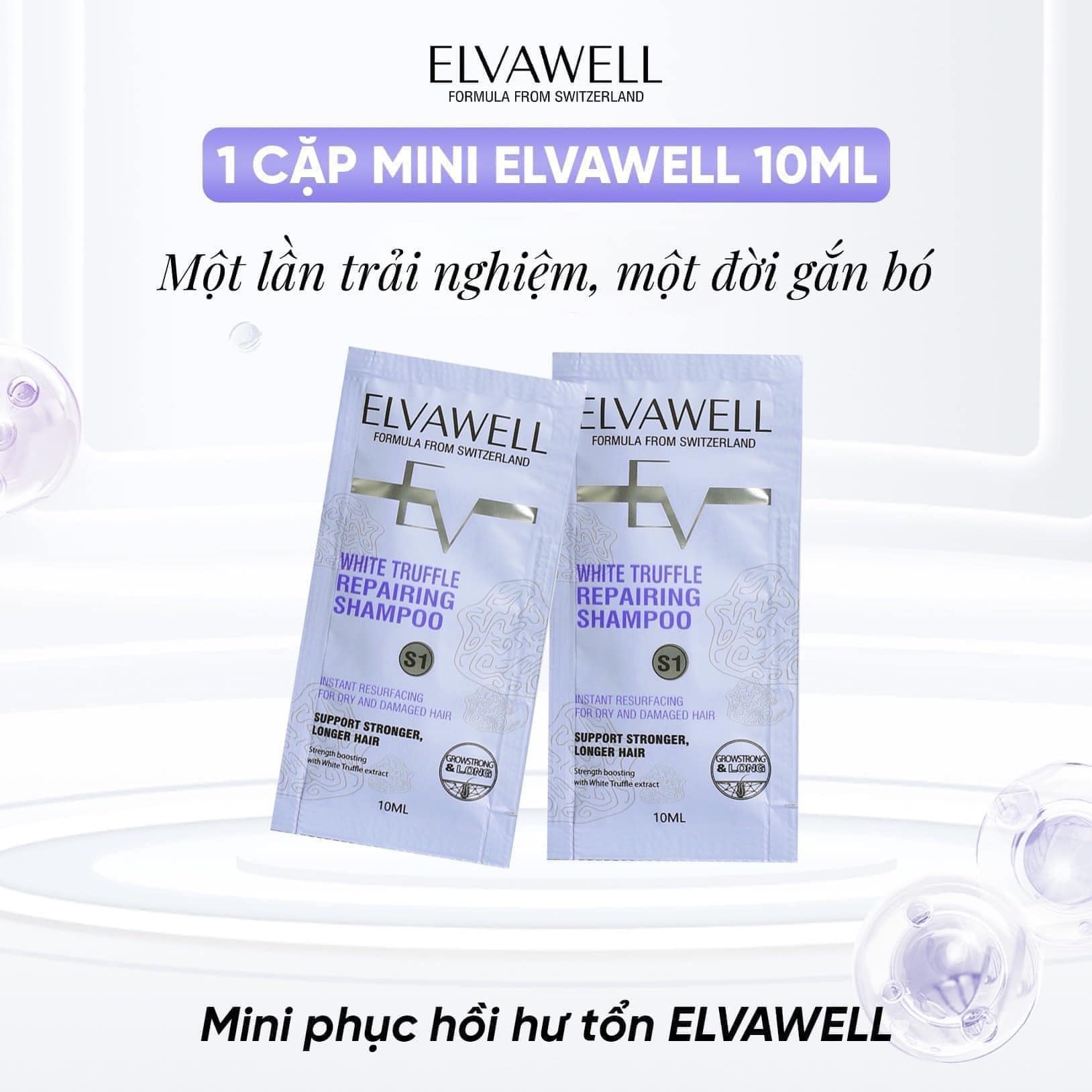 Dầu gội xả Elvawell phục hồi/ kiềm dầu/ trị gầu dạng gói 10ml (DÙNG THỬ, DU LỊCH, CÔNG TÁC)