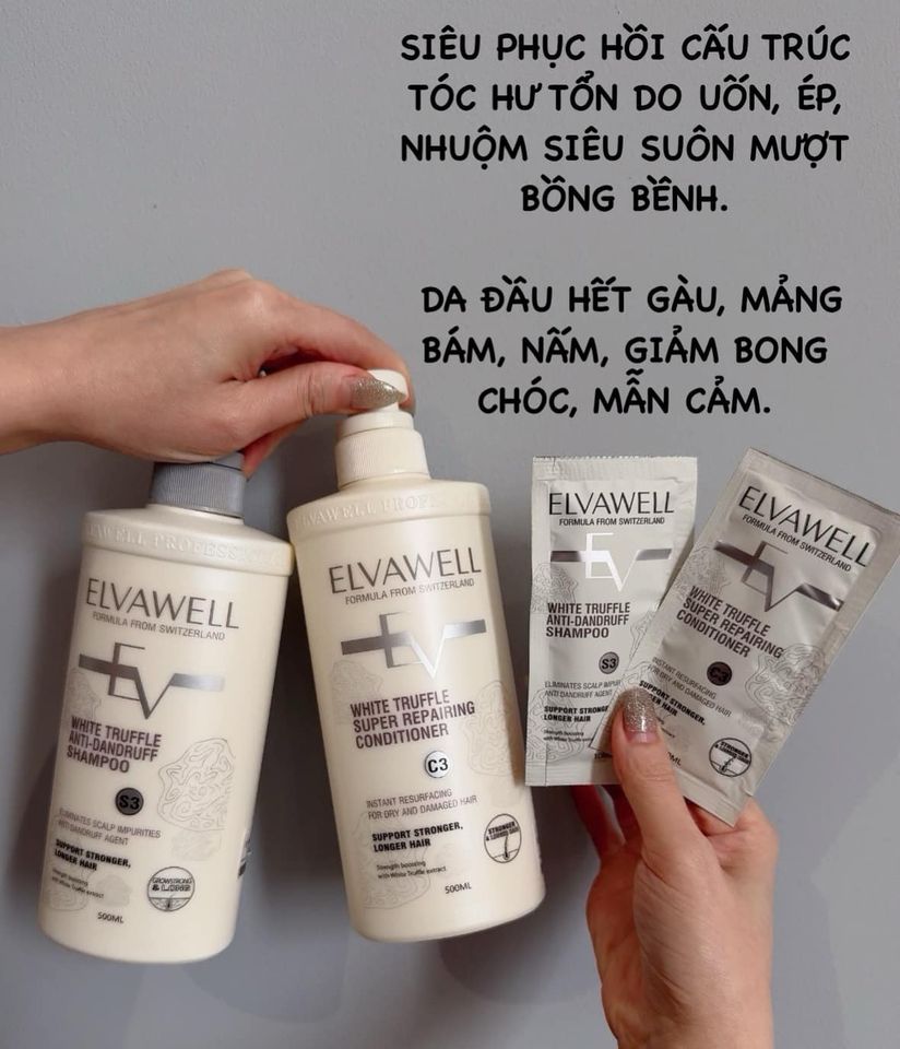 Dầu gội xả Elvawell phục hồi/ kiềm dầu/ trị gầu dạng gói 10ml (DÙNG THỬ, DU LỊCH, CÔNG TÁC)