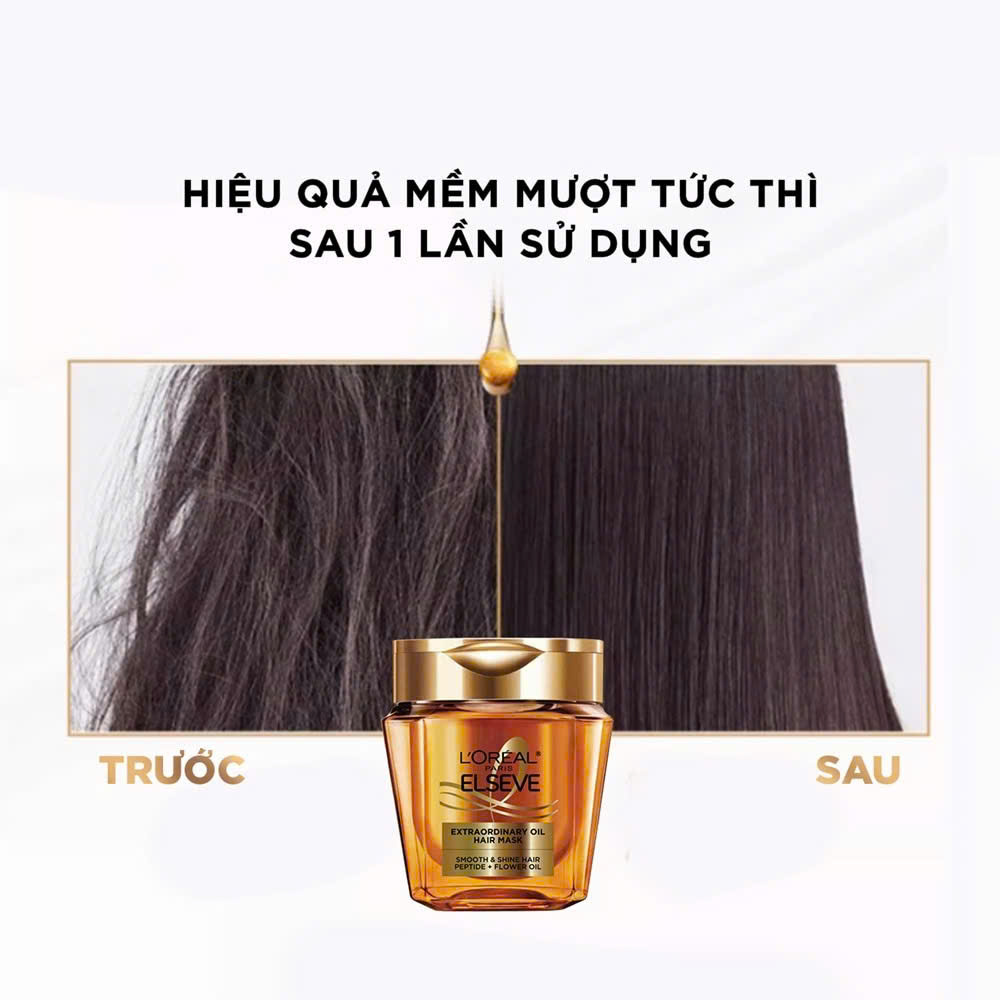 Mặt nạ tóc L’Oréal Paris Elseve Extraordinary Oil Hair Mask Peptide + Flower Oil | Dưỡng tóc khô xơ, mềm mượt và bóng khỏe