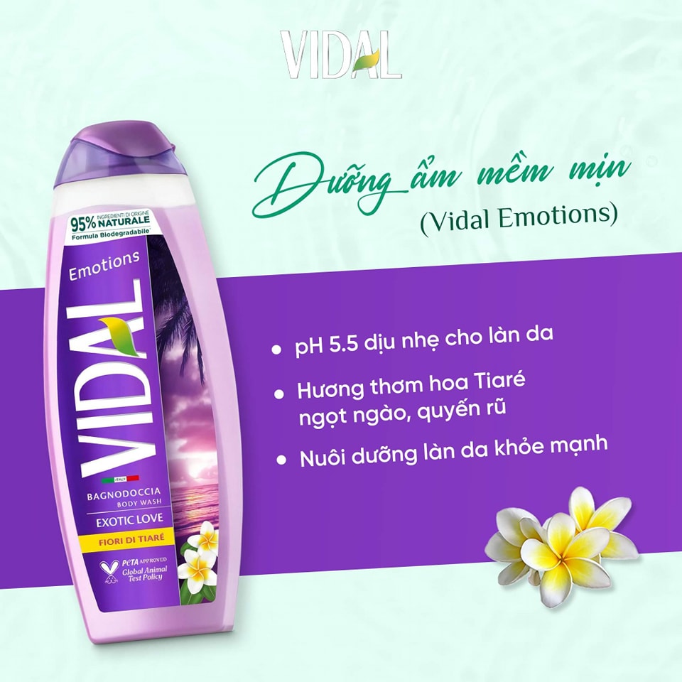 SỮA TẮM GỘI 2IN1 VIDAL THIÊN NHIÊN HƯƠNG THƠM NGỌT NGÀO