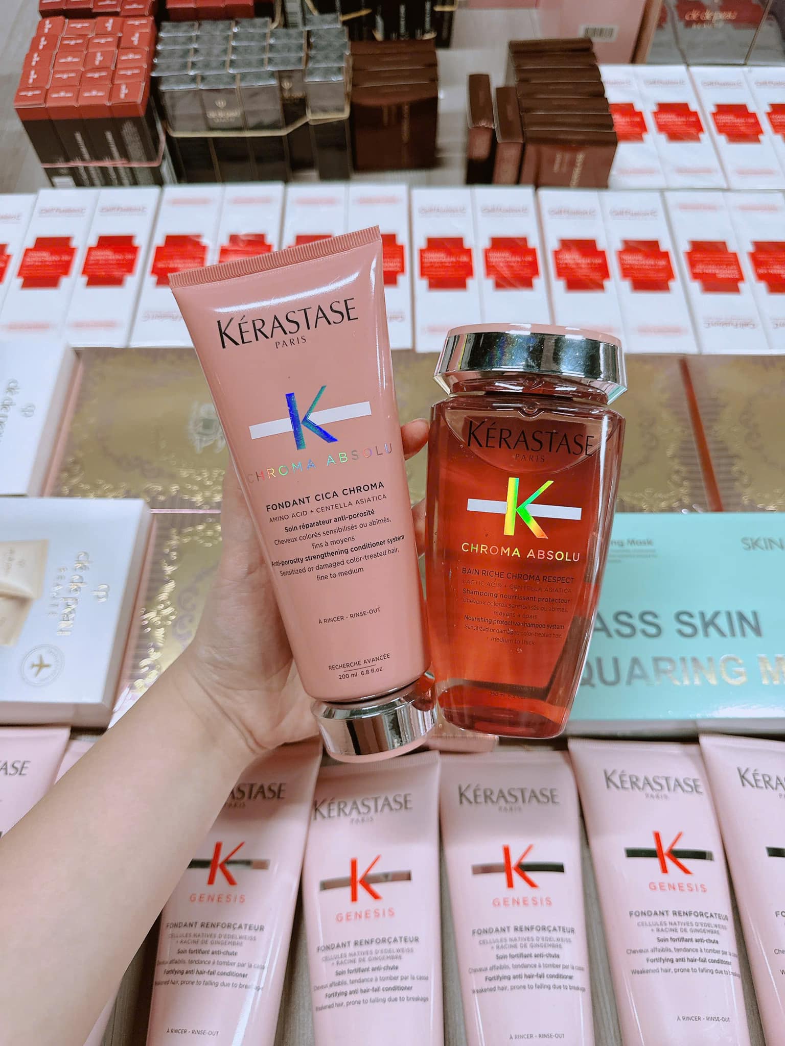 Dầu gội xả, măt nạ cho tóc nhuộm Kerastase Chroma Absolu Bain Riche Chroma Respect 250ml 200ml 1000ml