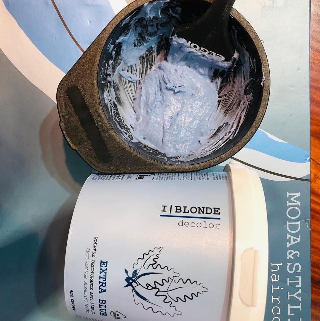 Bột tẩy xanh (khử cam) Elgon lgon I-Blonde Extra Blue Bleach 500g