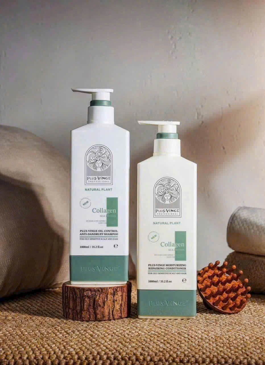 (Mẫu mới 2025) Cặp Dầu Gội Xả Collagen Vinge 1000ML Phục Hồi, Giảm Rụng, Kích mọc tóc