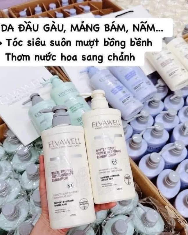 Dầu gội xả chiết xuất nấm Elvawell White Truffle Shampoo, Conditioner 500ml 1000ml