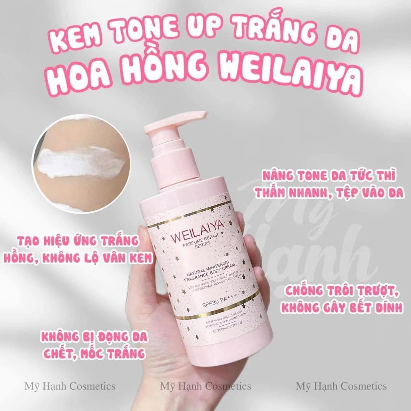 Kem Body Truyền Trắng Nâng Tone Bảo Vệ Da Weilaiya White Tone-Up Body Cream SPF30 PA+++ 200ml