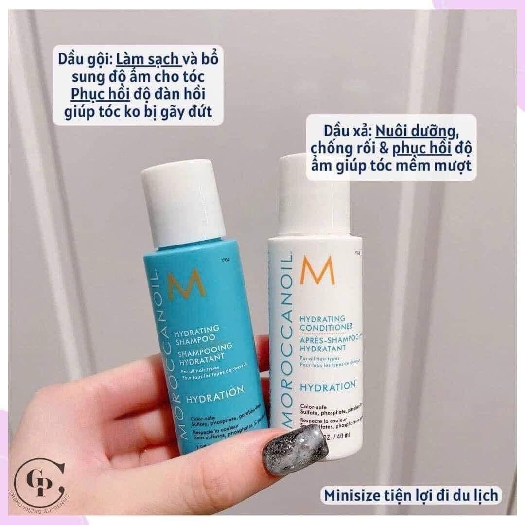 Gội xả mini Moroccanoil dưỡng ẩm Hydration Shampoo, Conditioner  40ml