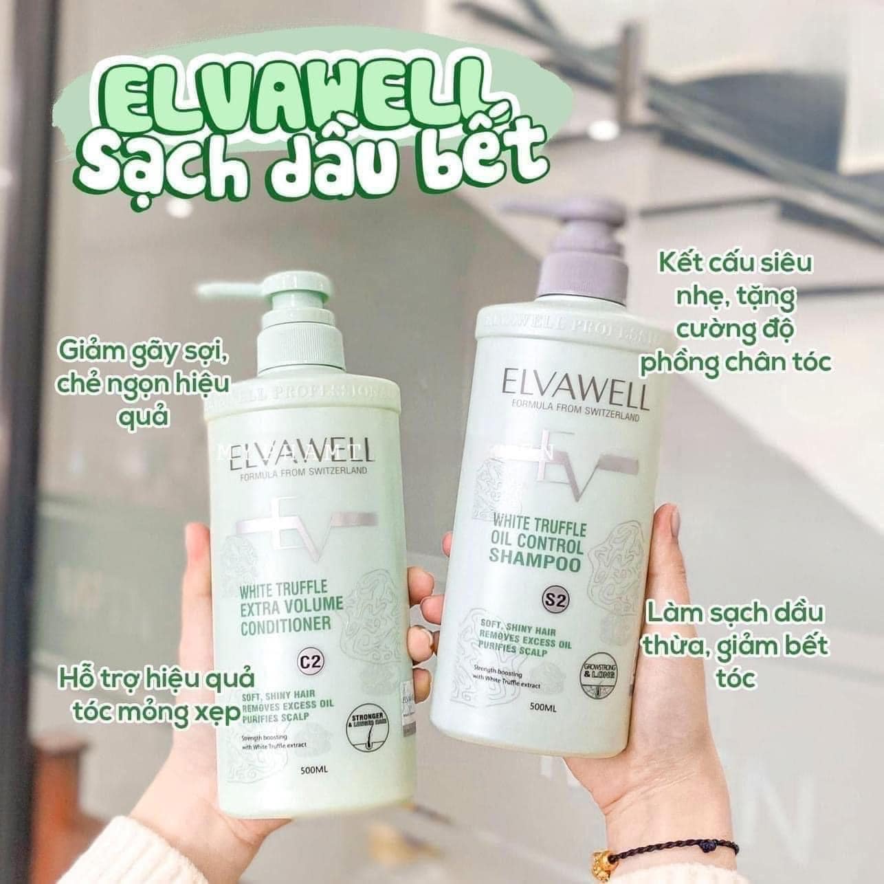 Dầu gội xả chiết xuất nấm Elvawell White Truffle Shampoo, Conditioner 500ml 1000ml