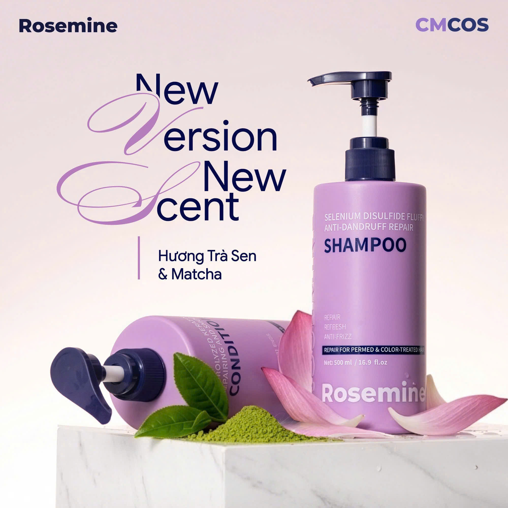 ROSEMINE PROFESSIONAL Gội xả giảm rụng, kiểm soát dầu tạo độ phồng và phục hồi tóc hư tổn 500 ml