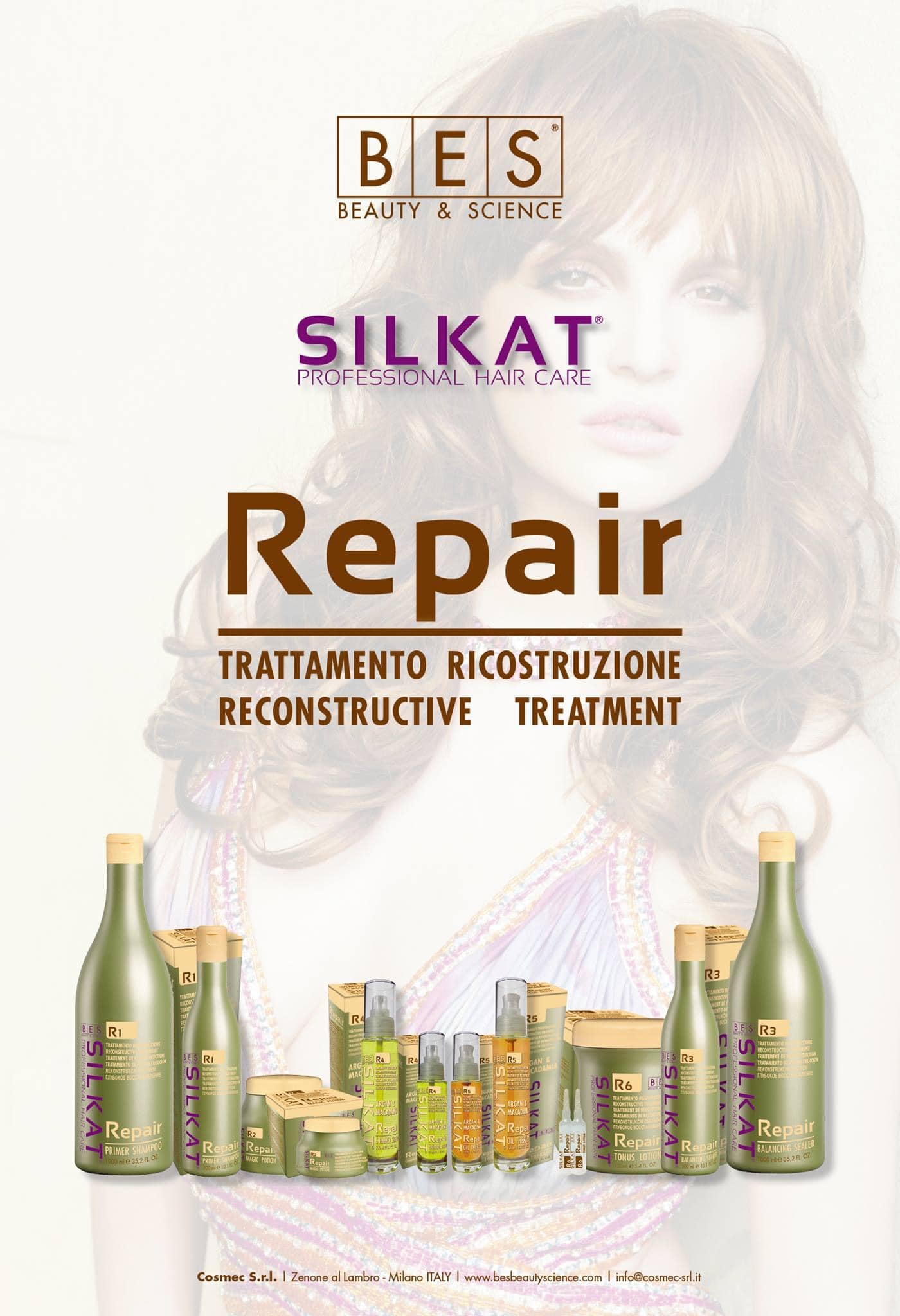 DẦU GỘI VÀ DẦU HẤP BES SILKAT REPAIR R1 VÀ R2 1000ML - 500ML