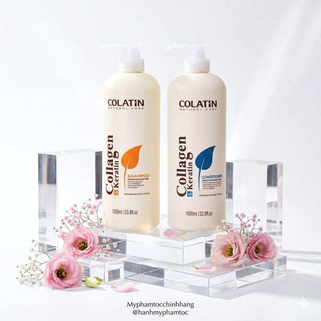 Dầu gội và xả phục hồi Colatin Collagen & Keratin  Natural Care 500ml 1000ml