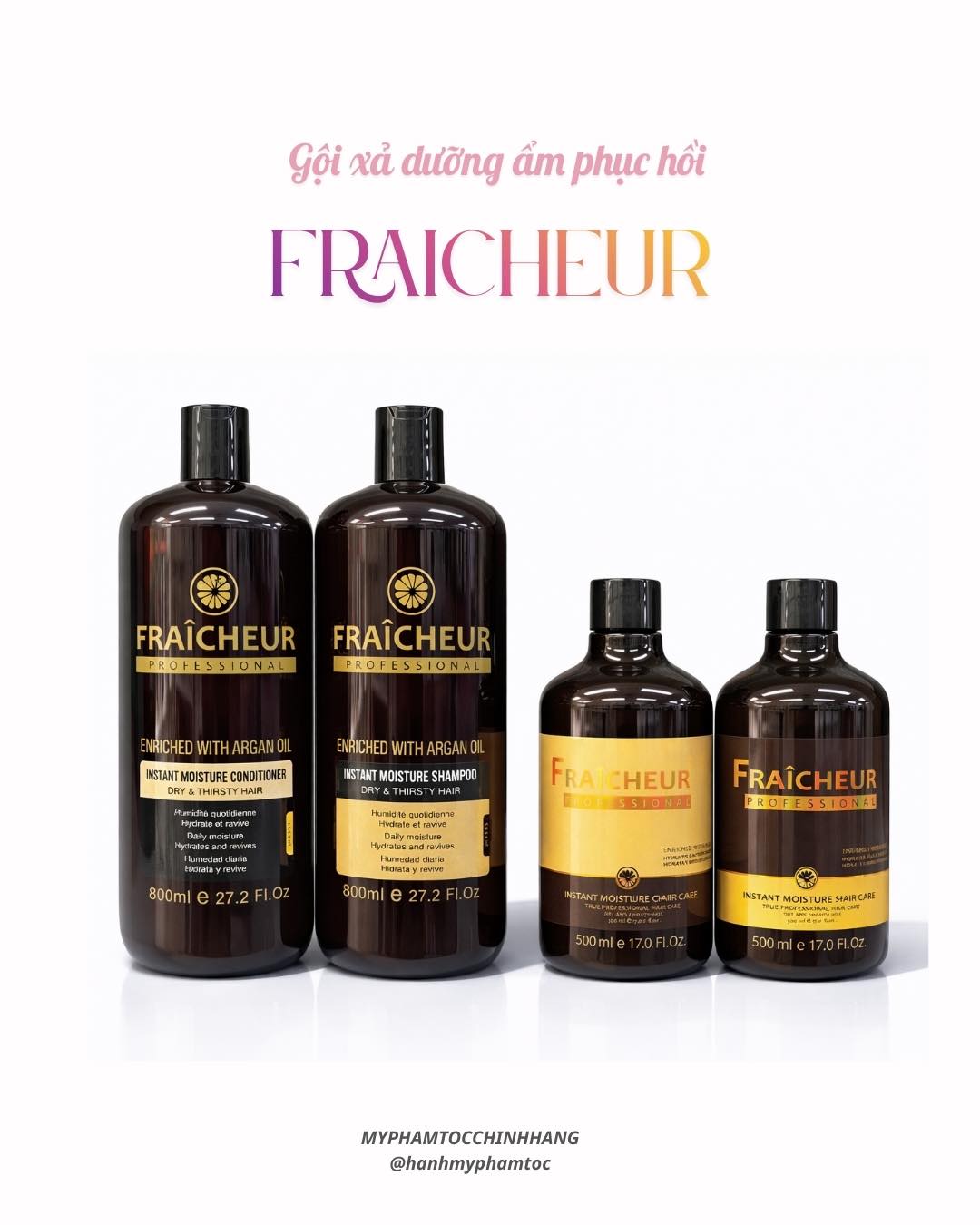 Bộ Dầu Gội Xả Dưỡng Ẩm Phục Hồi Fraicheur Instant Moisture 500ml - 800ml