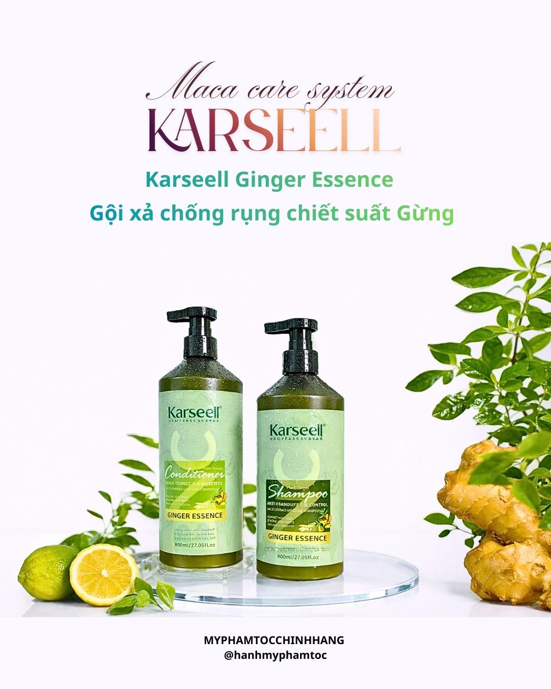 Dầu gội xả Karseell BNC chiết xuất gừng 800ml